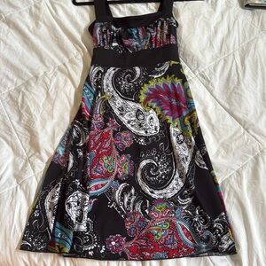 Speechless Black and Pink Paisley Silky Dress